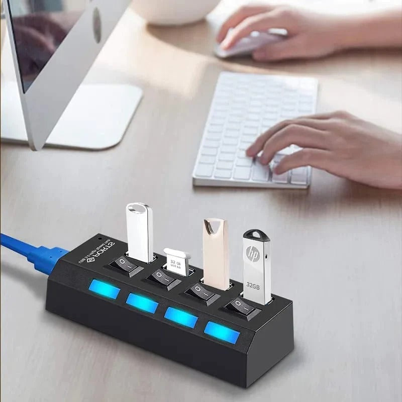 Multi USB 3.0 Splitter Hub Use Power Adapter