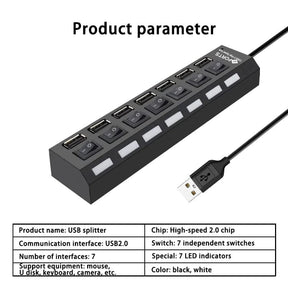 Multi USB 3.0 Splitter Hub Use Power Adapter