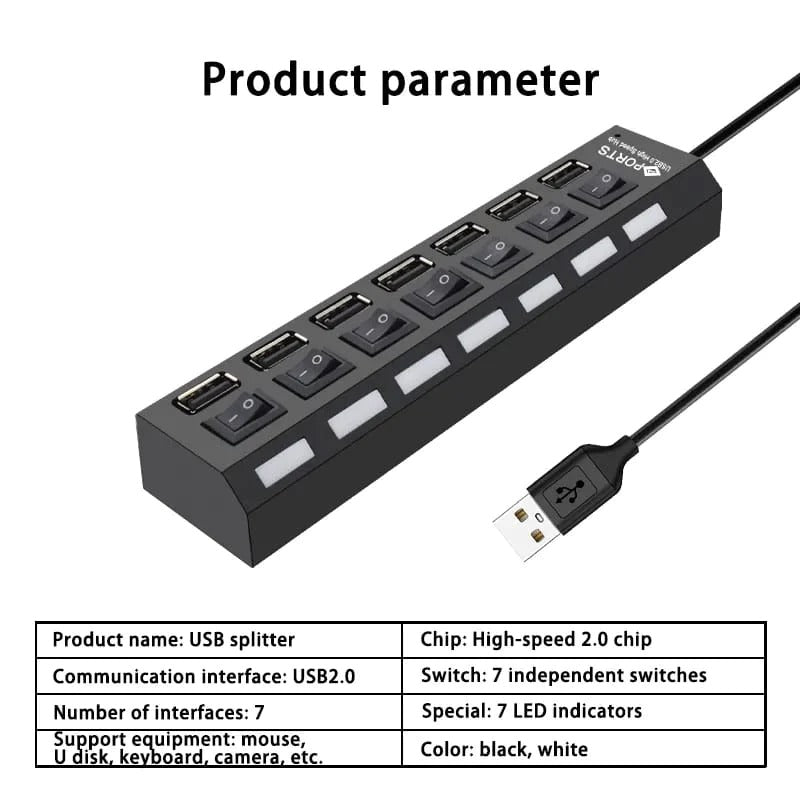 Multi USB 3.0 Splitter Hub Use Power Adapter