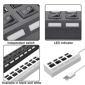 Multi USB 3.0 Splitter Hub Use Power Adapter