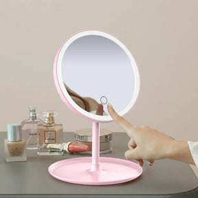 Portable Rotating Desk Mirror, Adjustable HD Light Makeup Mirror