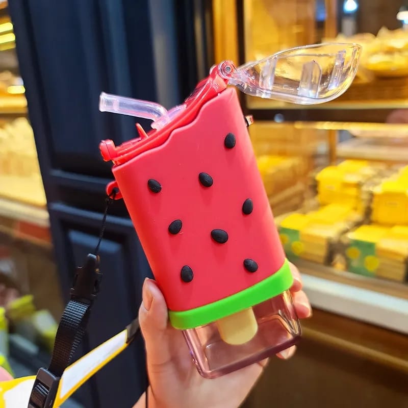 Ice Cream Water Bottle With Straw