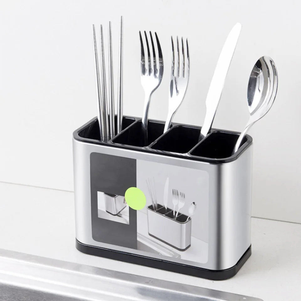 High Quality Silver Surface Cutlery Utensil Drainer Stainless Steel Kitchen Drying Basket Holder