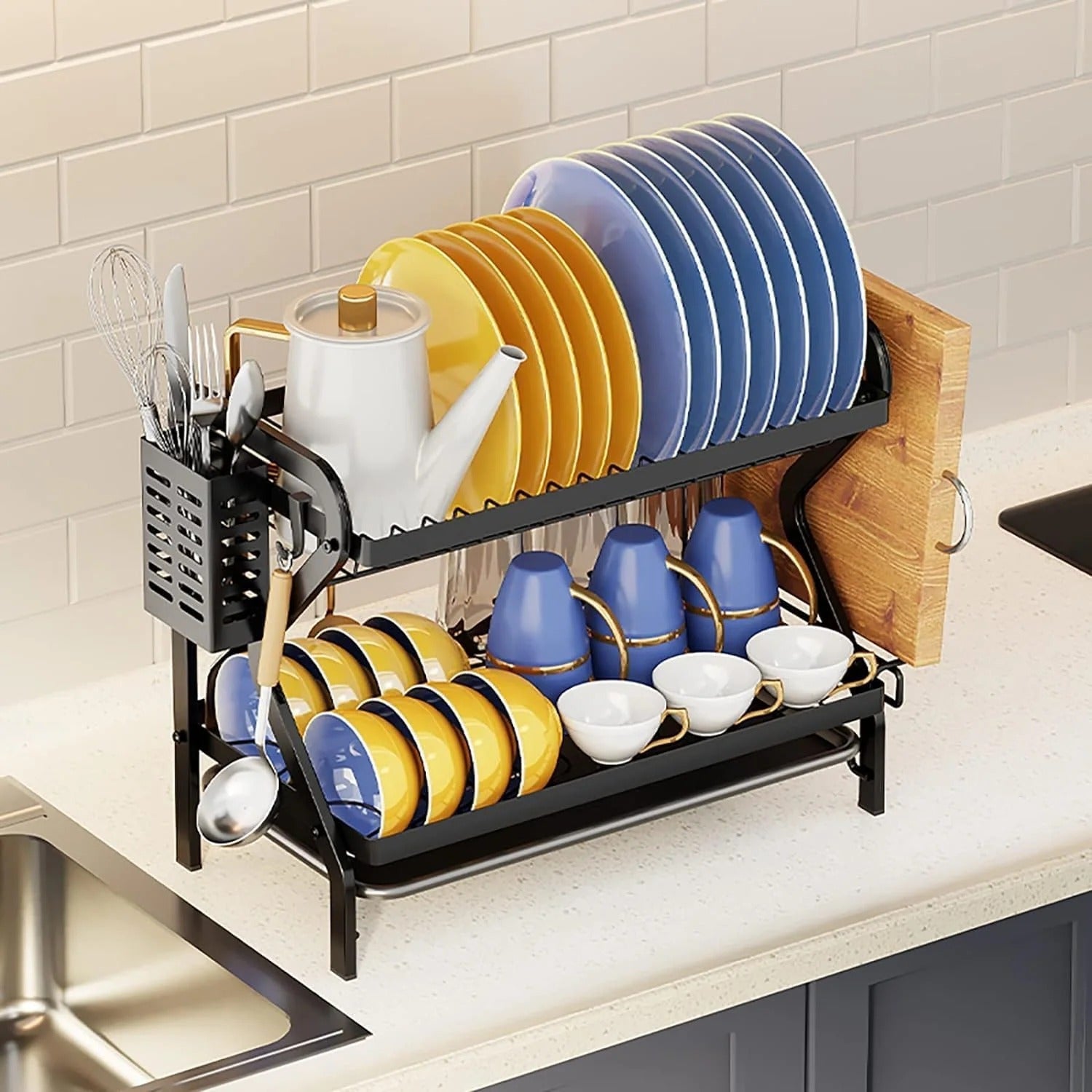 Metal Dish Drainer Holder, Dish Bowl Draining Storage Rack