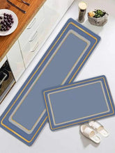 2 pcs set Plain Kitchen , Bathroom ,HomeDecor Anti-Slip Absorbent Mat & Runner (C)