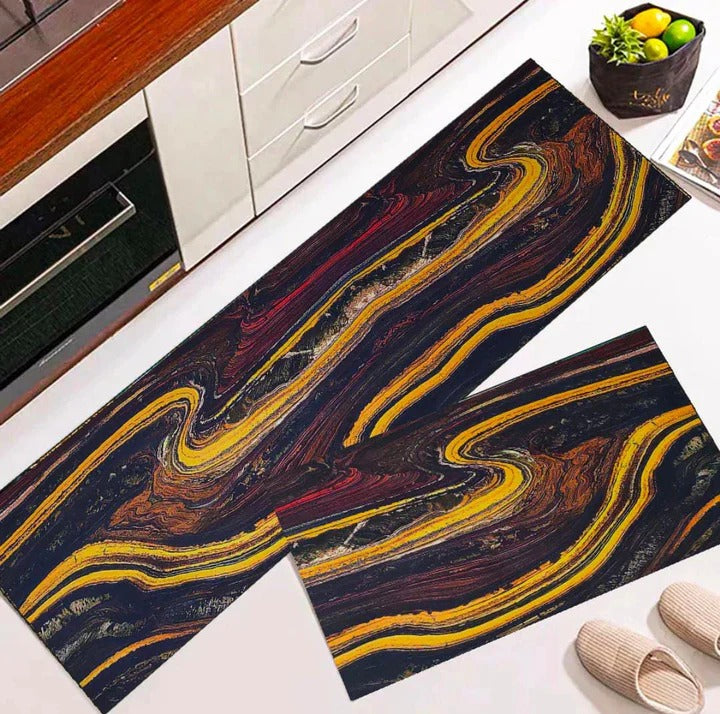 2 pcs set Kitchen , Bathroom ,HomeDecor Anti-Slip Absorbent Mat & Runner (K13)