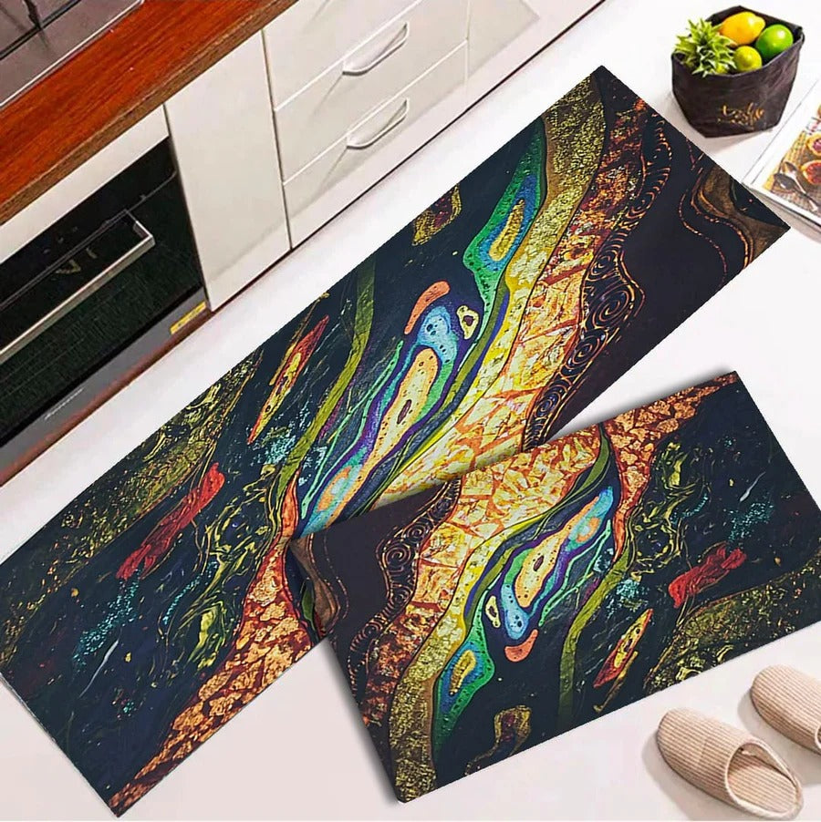 2 pcs set Kitchen , Bathroom ,HomeDecor Anti-Slip Absorbent Mat & Runner (K15)