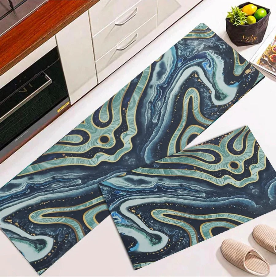 2 pcs set Kitchen , Bathroom ,HomeDecor Anti-Slip Absorbent Mat & Runner (K19)